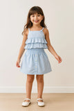 Powder Blue Ruffle Top and Skirt Co-ord Set For Girls