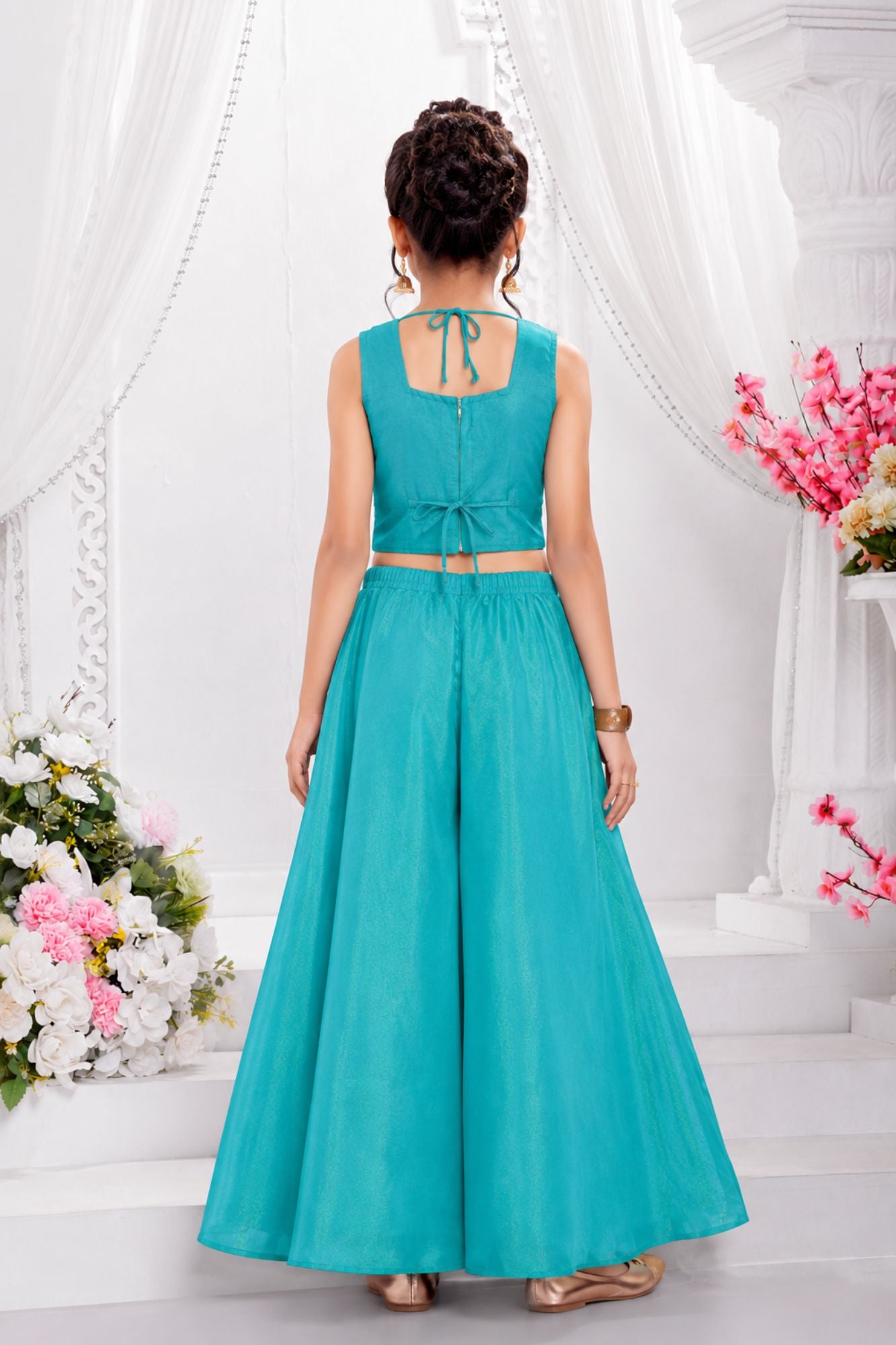 Elegant Sky Blue Embroidered Palazzo Set with Dupatta