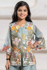 Elegant Blue Floral Embroidered Palazzo Set for Girls