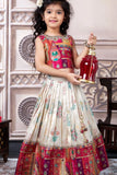 Multicolor Banarasi Silk Pattu Pavadai With Stone Work For Girls