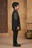 Black Embroidered Indo Western Sherwani Set