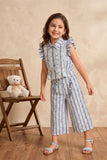 Blue Striped Lace Detail Co-Ord Set