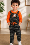 Orange T-Shirt with Camouflage Dungaree Set
