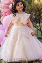 Fawn Party Wear Gown With Sequins And Bead Work For Girls