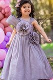 Lavender Floral Embellished Part Wear Gown For Girls