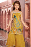 Royal Peacock Mustard Embroidered Palazzo Set For Girls