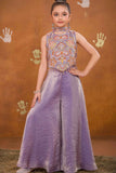 Lavender Embroidered Palazzo Set For Girls