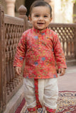 Pink Flora Ethnic Printed Kurta Dhoti Set for Boys