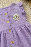 Charming Girls Purple Textured Top & Shorts Set with Ruffle Details