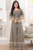 Black Half Sleeves And Embroidered Palazzo Set For Girls