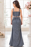 Grey Sequin Embellished Lehenga Set For Girls