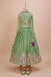 Pista Green Peacock Embroidered Lehenga Choli with Dupatta For Girls