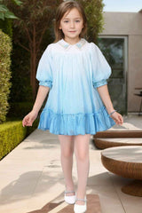 Double Shaded Blue Dress With Sequin Work For Girls