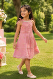 Girls Pink Sleeveless Dress with Pintuck Pleats