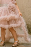 Dusty Pink Layered Ruffled With Sequins Party Frock For Girls