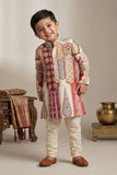 Ivory Mirror Embroidered Kurta Set With Pajama For Boys