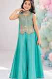 Elegant Sky Blue Embroidered Palazzo Set with Dupatta