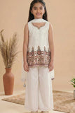White Sequin Embroidered Palazzo Set with Dupatta For Girls