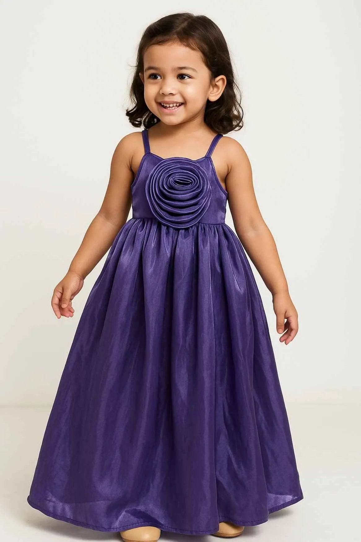 Purple Floral Embellishment Party Wear Gown For Girls