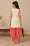 Peach Embroidered Patiala Set with Dupatta For Girls