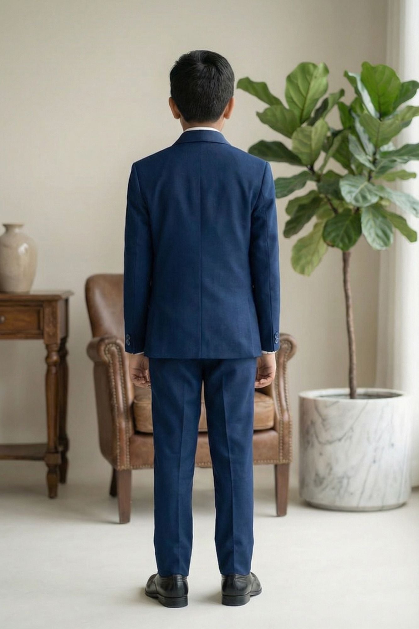 Blue Embroidered 5-Piece Suit Set For Boys