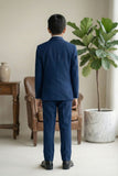Blue Embroidered 5-Piece Suit Set For Boys