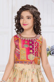 Multicolor Banarasi Silk Pattu Pavadai With Stone Work For Girls