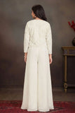 Cream Embroidered Embroidered Palazzo Set With Jacket for Girls