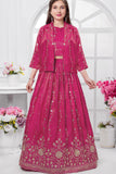 Rani Pink Embroidered Jacket Style Lehenga Choli