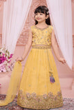 Yellow Embroidered Lehenga Choli Set for Girls
