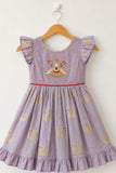 Lilac Swan Embroidered Ruffle Sleeve Flared Dress For Girls
