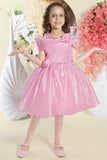 Pink Sleeveless Sequins Work And Floral Embellished Frock For Girls