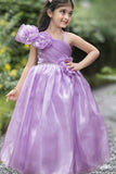 Purple Floral Embellished Party Wear Gown For Girls