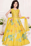 Yellow Lehenga Choli With Printed And Embroidery Work For Girls