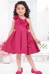 Rani Pink Sleeveless And Floral Embellished Frock For Girls