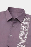 Mauve Cotton Shirt with Tribal Stripe Design for Boys