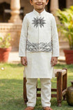 White Kurta with Embroidered Waist-coat For Boys