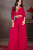 Designer Red Palazzo Set With Multicolor Thread Embroidery for Girls