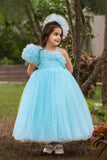 Pastel Blue Cupcake Style Gown For Girls