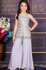 Stylish Lavender Sequin Palazzo Set For Girls