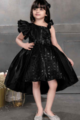 Designer Black Sequin And Bow Embellished For Girl