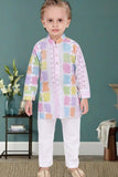 Pastel Patchwork Thread Embroidery Kurta Set – Festive Ethnic Wear For Boys