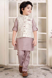 Onion Pink Kurta Set With Cream Bandi For Boys