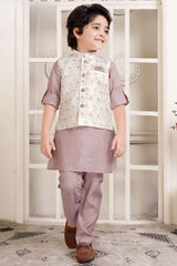 Onion Pink Kurta Set With Cream Bandi For Boys