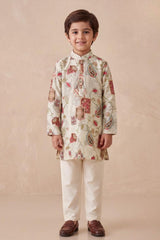 Boys Elegant Cream Paisley Kurta Set