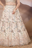 Cream Heavy Embroidered Lehenga Choli with Sequin and Thread Work For Girls