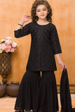 Black Sequins Embroidered Sharara Set for Girls