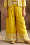 Sunshine Yellow Embroidered Jacket Palazzo Set For Girls