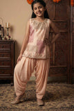 Peach Kurta With Patiala Bottom For Girls