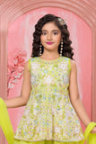 Yellow Multi-Thread Embroidered Palazzo Set for Girls